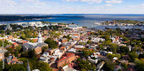 Aerial Panoramic View Annapolis Maryland State House Capital City photo