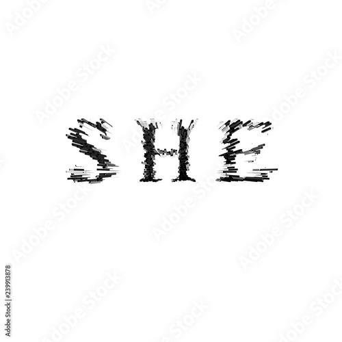 3d text illustration depth effect she