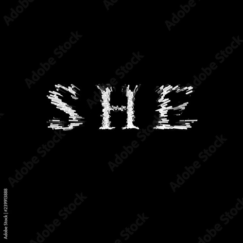 3d text illustration depth effect she