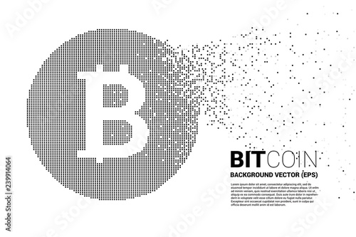 Vector bitcoin icon from small square pixel. Concept for cryptocurrency technology and digital financial .