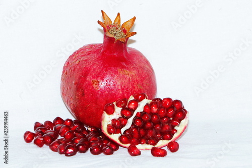 Ripe pomegranates cut into pieces