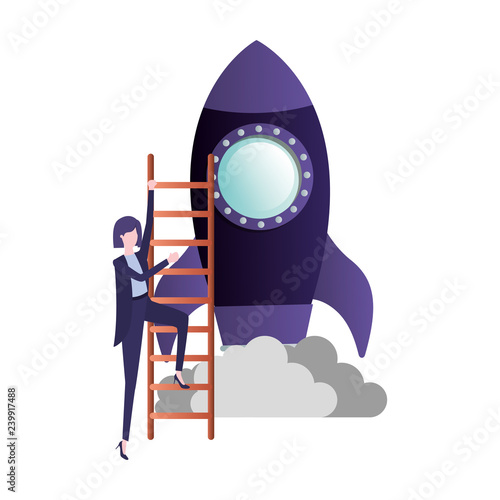 businesswoman with rocket and stair avatar character