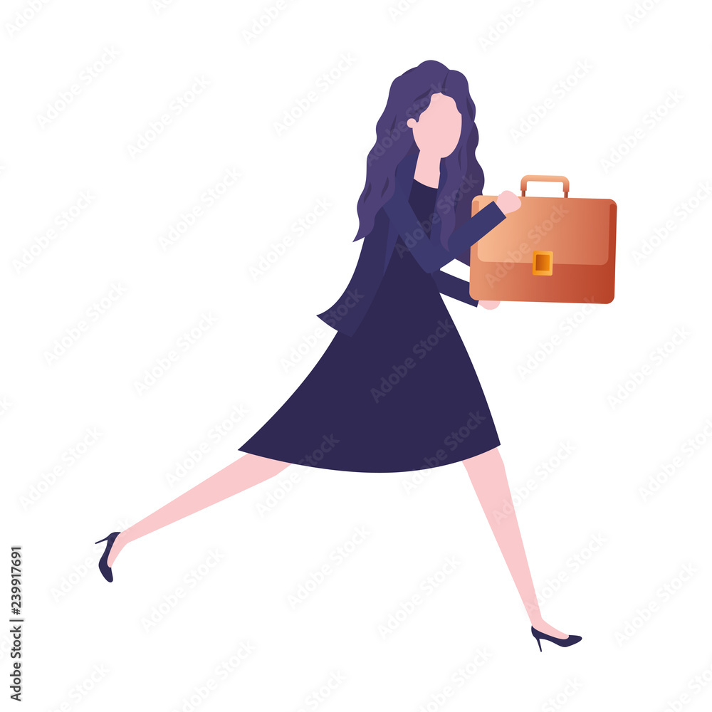 business woman with portfolio avatar character business woman with portfolio avatar character