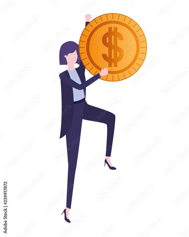 businesswoman with dollar sign avatar character