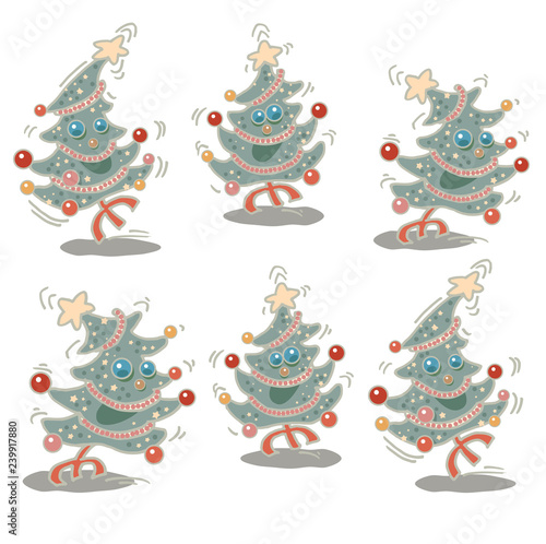 Happy,silly,crazy Christmas Tree cartoon character