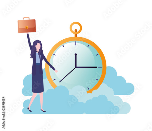 businesswoman with clock avatar character photo