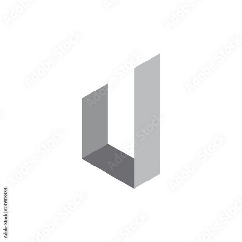letter j simple geometric 3d logo vector