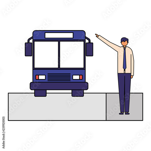 businessman taking transport bus