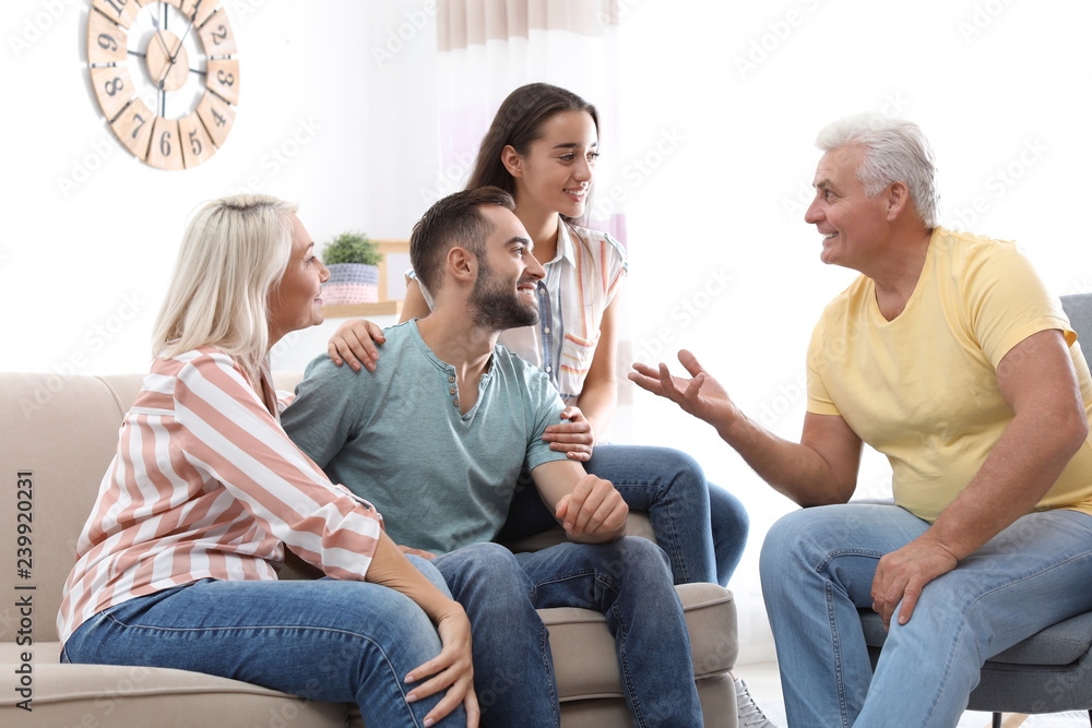 Happy family at home. Reunion of generations Happy family at home. Reunion of generations