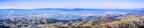 Panorama view of San Jose and the rest of San Francisco bay area, up until San Francisco as seen from the top of Mt Hamilton, Silicon Valley, California