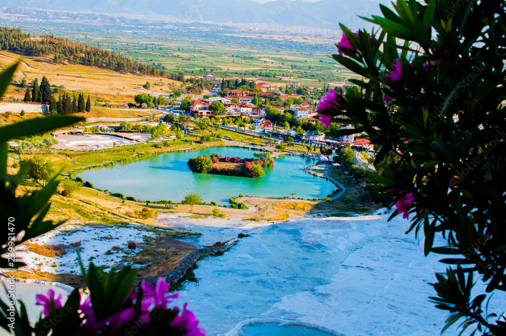 The small lake looking from the white terrace in Pamukkale
