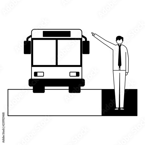 businessman taking transport bus