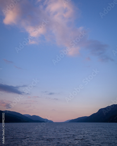 Loch Ness at sunset from a boat