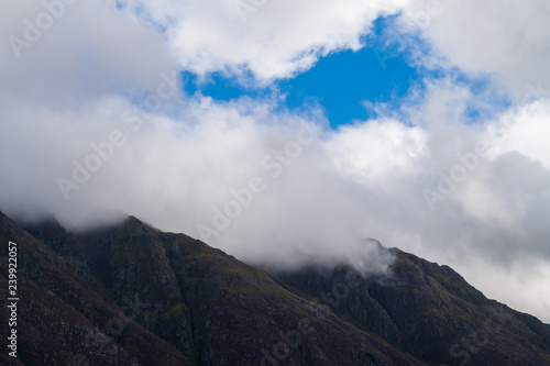 Clouds cover mountain tops at Glencoe  Scotland