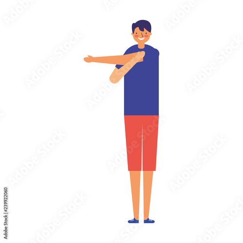 man stretching daily routine morning