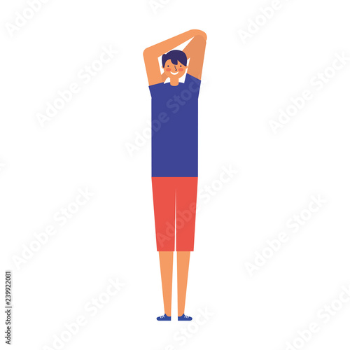 man stretching daily routine morning