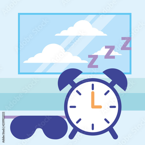 sleep clock and mask white background