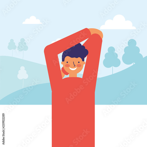 man stretching daily routine morning