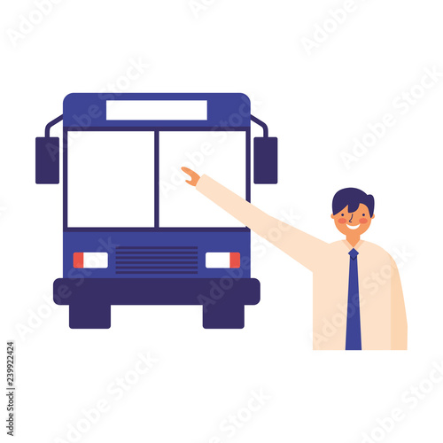 businessman taking transport bus