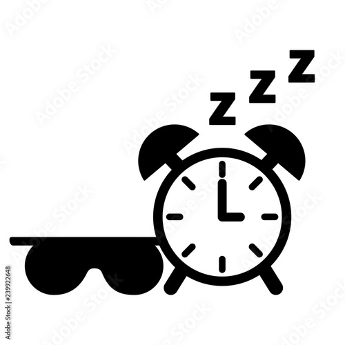 sleep clock and mask white background