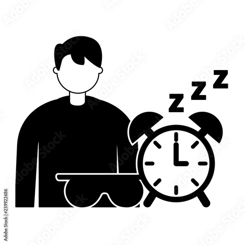 businessman with alarm clock spleep photo