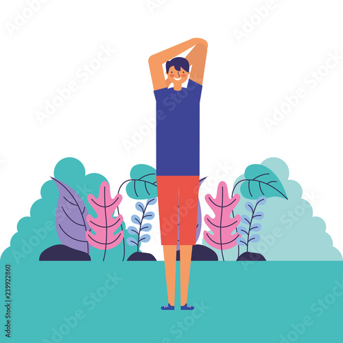 man stretching daily routine morning