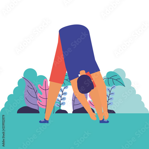 man stretching daily routine morning