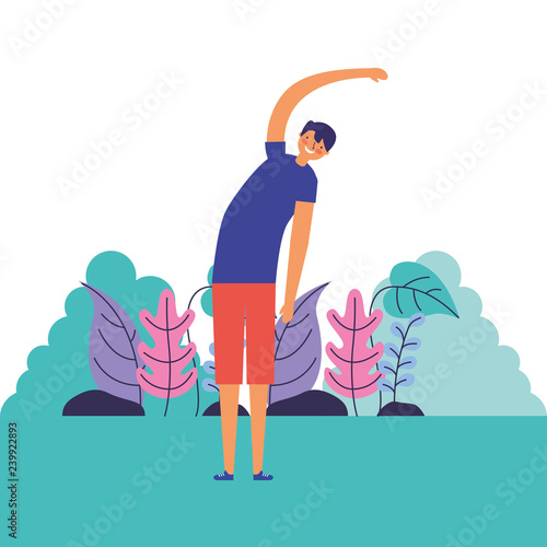 man stretching daily routine morning