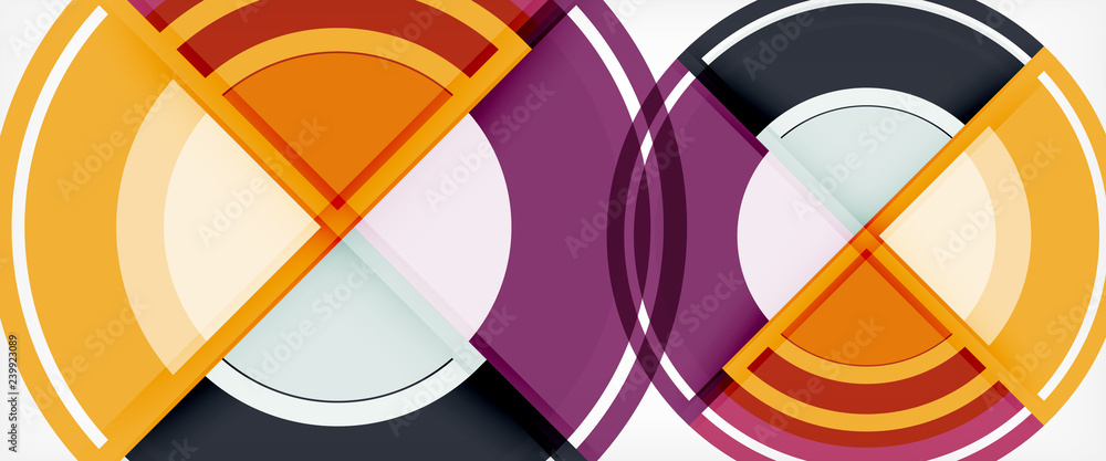 Modern geometric circles abstract background, colorful round shapes with shadow effects Modern geometric circles abstract background, colorful round shapes with shadow effects