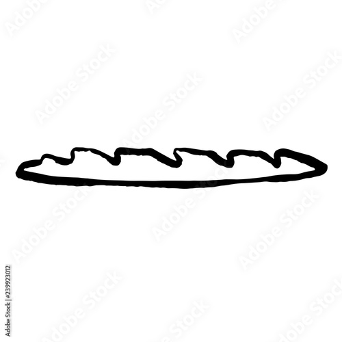 Baguette icon. Hand drawn grunge illustration. Vector ink brush illustration.