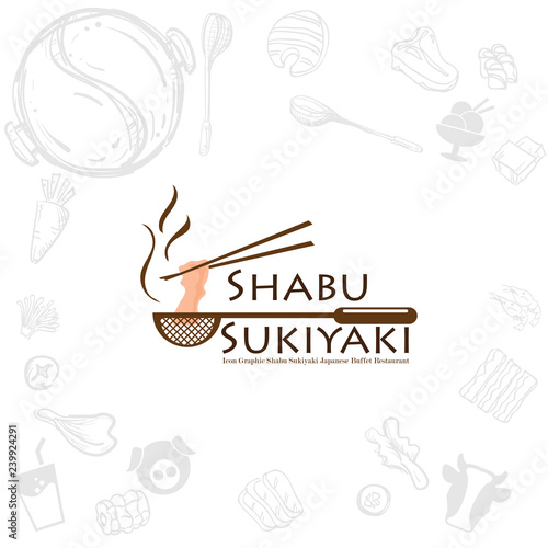 shabu sukiyaki logo icon graphic japanese buffet restaurant