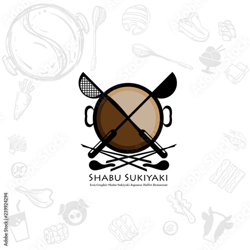 shabu sukiyaki logo icon graphic japanese buffet restaurant