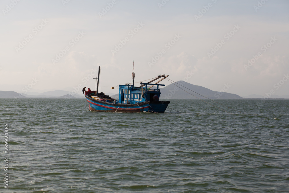 Fishing boat on the sea in Vietnam