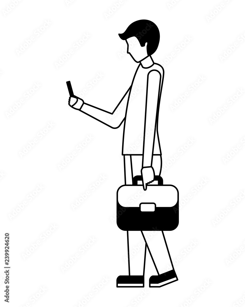 businessman with briefcase using cellphone businessman with briefcase using cellphone