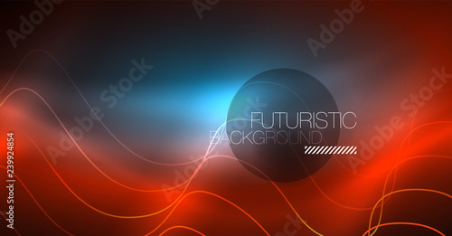 Neon lines wave background. Abstract composition