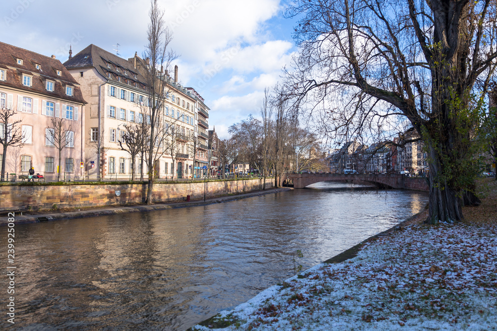 River and snow in Strasbourg