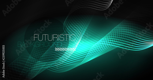 Neon lines wave background. Abstract composition