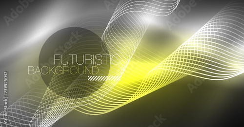 Neon lines wave background. Abstract composition