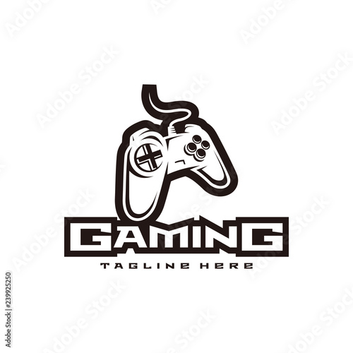 Game gaming esport logo design, joystick controller keypad vector icon