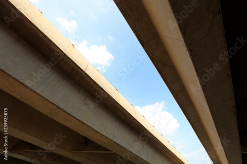Bottom view of high speed railway bridge