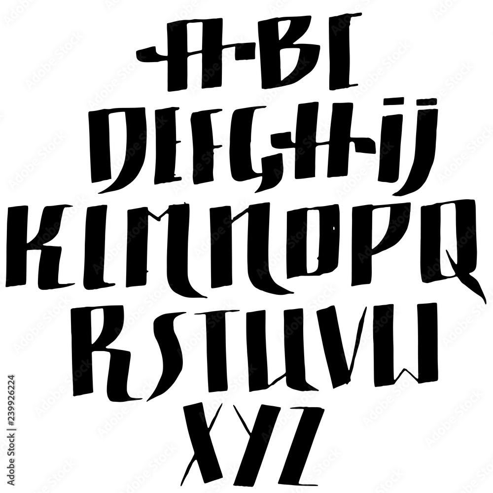Grunge old pen gothic font. Blackletter script. Vector illustration. Grunge old pen gothic font. Blackletter script. Vector illustration.