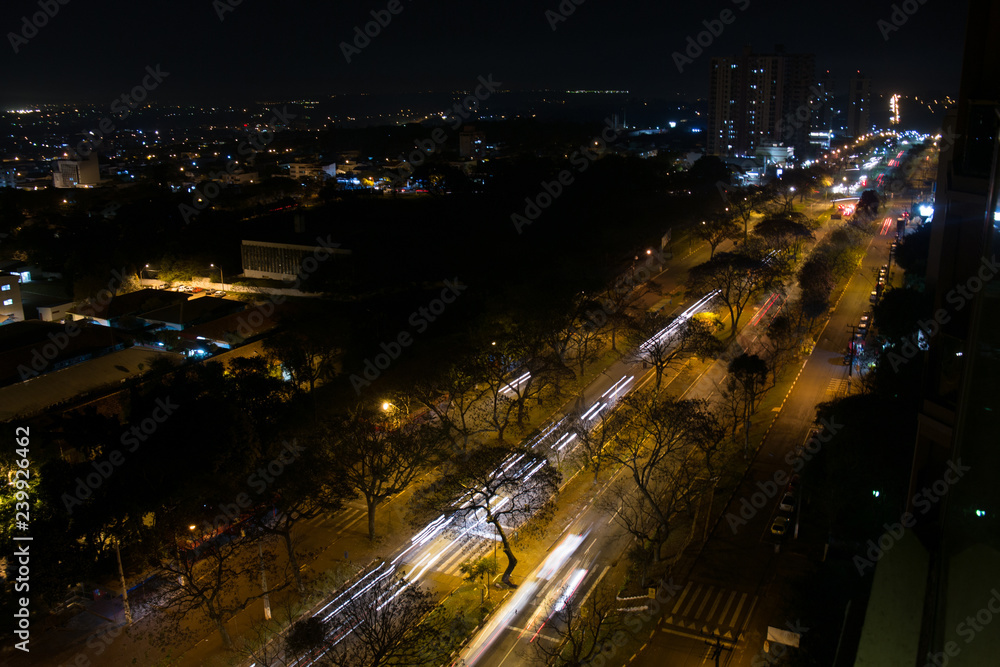 Traffic in the city at night