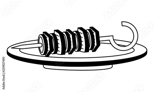 roasted kebab on dish white background