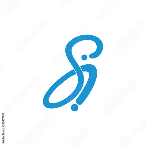 abstract letter si curves motion logo vector