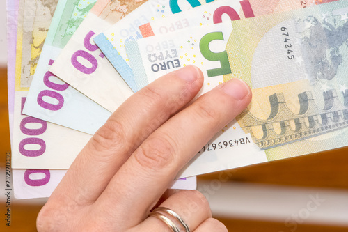 Different value of the euro paper bills