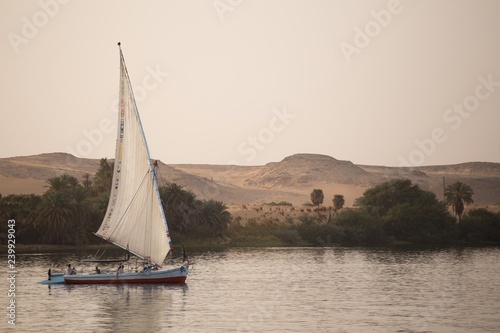 Sailboat on lake in Egypt