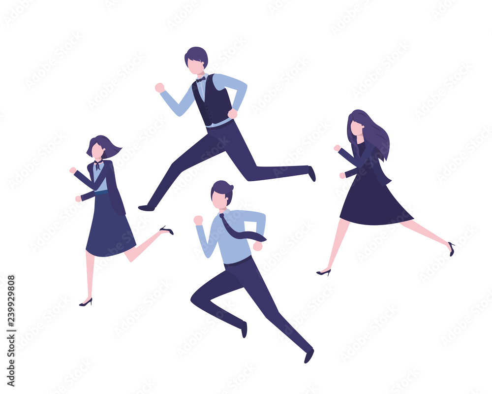group of business running avatar character