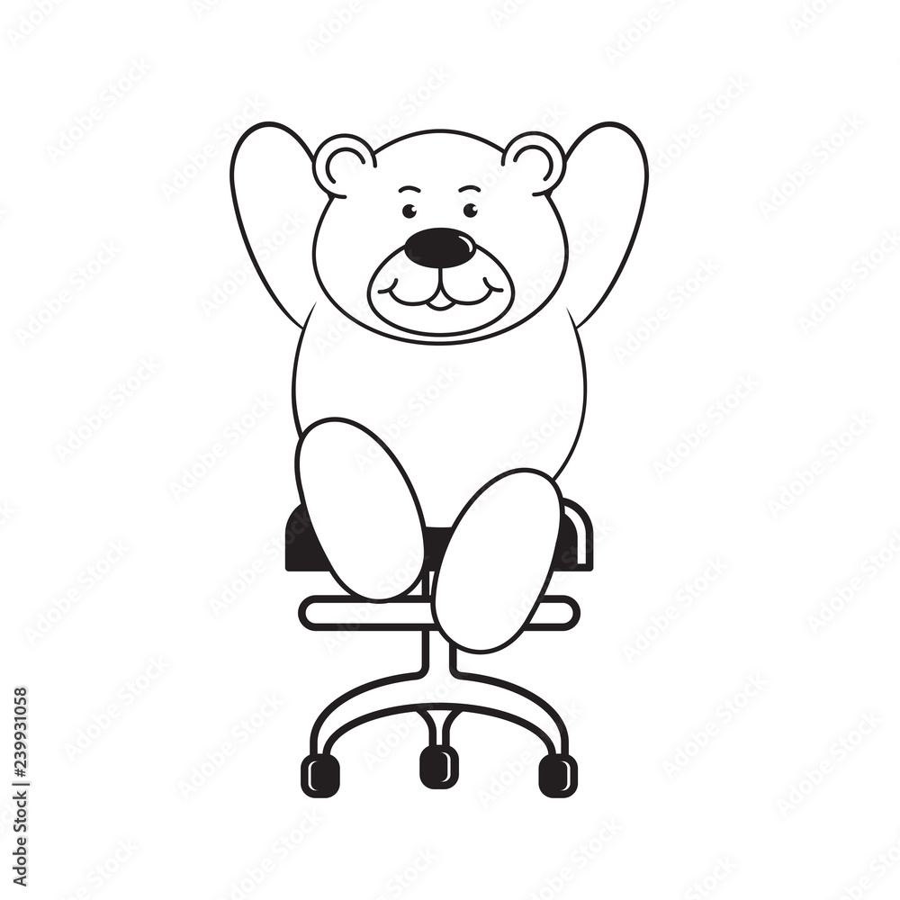 Sitting Bear Black And White Clipart