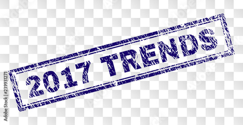 2017 TRENDS stamp seal watermark with rubber print style and double framed rectangle shape. Stamp is placed on a transparent background.