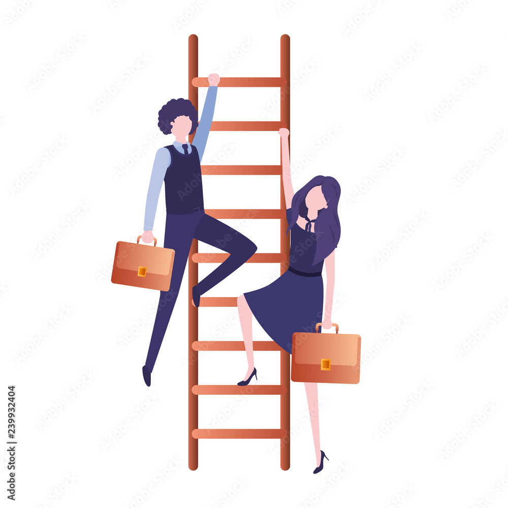 business couple with stair avatar character business couple with stair avatar character
